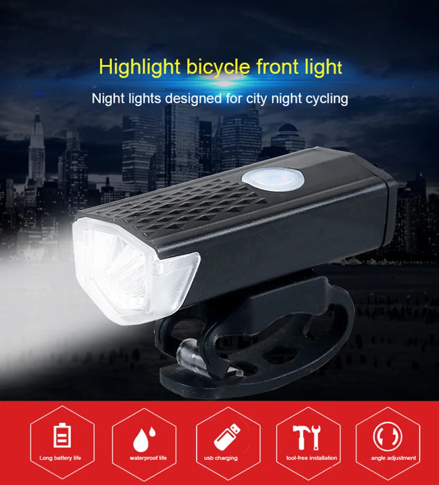 Bike Light Set Bicycle Headlight Taillight USB Rechargeable MTB Bike Front Rear Lamp Set Cycling Flashlight Bicycle Accessories