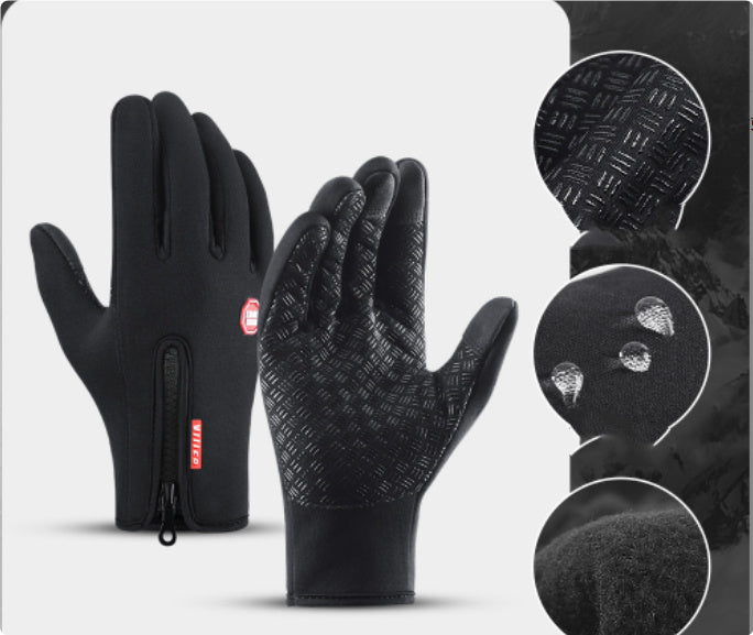 Winter Touchscreen Motorcycle Riding Gloves – Waterproof, Anti-Slip, Warm Fleece Lining