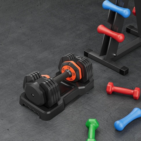 Adjustable Dumbbell Set 55LB – 5-in-1 Quick Weight Change, Home Gym Equipment